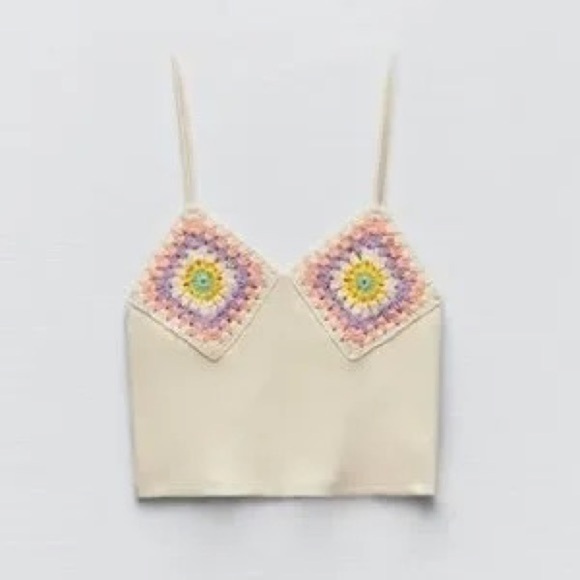 Zara women’s contrasting crochet tank top - Picture 3 of 9